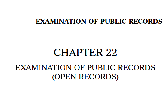 screen capture of title for Iowa Code Chapter 22